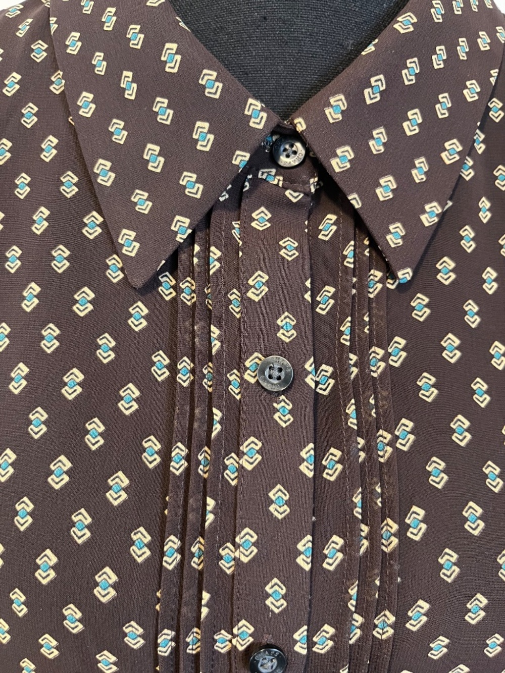Chaps Plus sz 20w Sheer Blouse Pin Tuck Geometric Print Office Chic Tunic Blouse - Picture 5 of 16